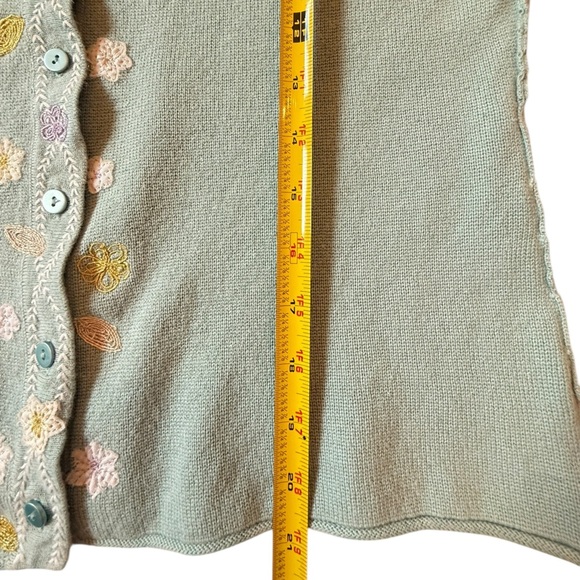 Woolrich Mint Green 3/4 Length Sleeves Floral Embroidered Button Up Medium - Picture 10 of 10